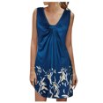 thumbnail image 1 of Robes de Plage pour Femmes Été Sans Manches Bohème à Imprimé Floral Robe Débardeur Froncée Décontractée Ample à Col en V Mini Robe d'Été, 1 of 5