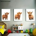 thumbnail image 4 of [2D Flat] 3pcs, Decorative Painting, 2D Flat Frameless Canvas Art, Watercolor Highland Cow Country Farm Nursery Decoration Set of 3 Frameless Farmhouse Calf Prints, Suitable for Home, Living Room, B, 4 of 4