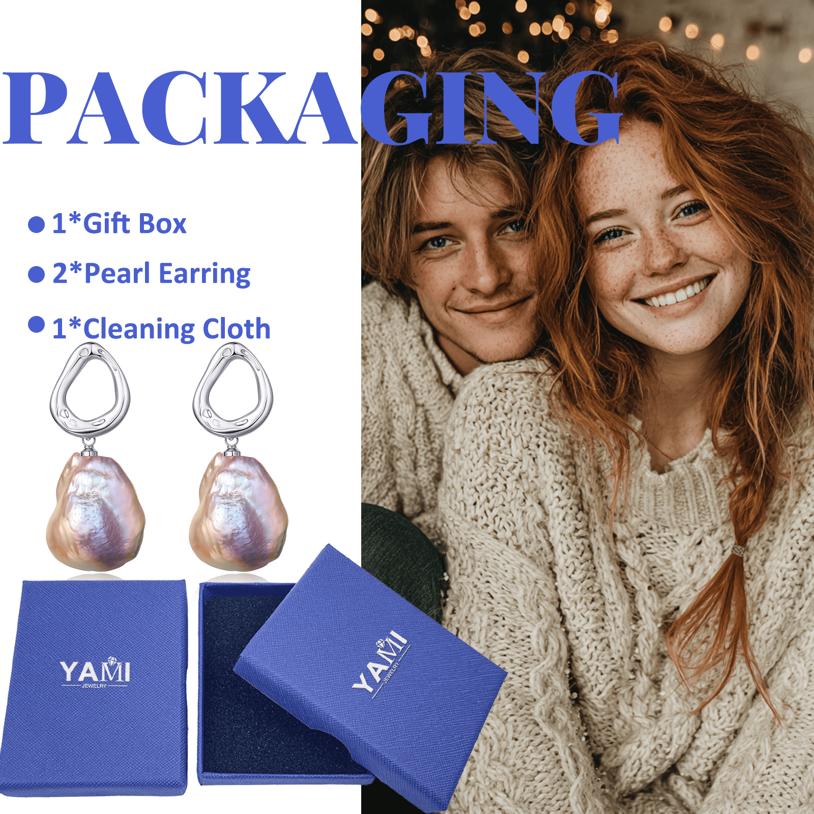 YAMI 9-10mm Baroque Freshwater Black Pearl Dangle Earrings, 925 Sterling Silver Jewelry Gift