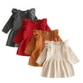 thumbnail image 1 of 0-5Y Enfants Bébé Filles Tops Pull Robe Volants Manches Longues Solide Tricot Chaud Robe une Ligne Robe Tenue Automne Hiver, 1 of 1
