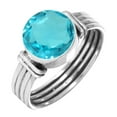 thumbnail image 1 of 925 Silver Ring For Women - Teens Blue Quartz Stone Silver Ring Size 12.5 December Birthstone Simple Silver Ring Size 12.5 Gift For Mom On Christmas 925 Gemstone Silver Jewelry, 1 of 5