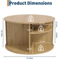 thumbnail image 2 of Table Basse Ronde Cannelée Moderne Mi-Siècle de 28 Po avec Rangement, Porte Tambour Rotative, Double Couche pour Salon, Chêne, 2 of 7