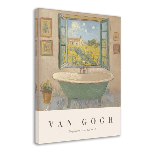 Van Gogh Pastel Countryside Canvas Prints Wall Art Decor Vintage Poster for Bathroom Wall Decoration - 8x12 inches Framed Canvas