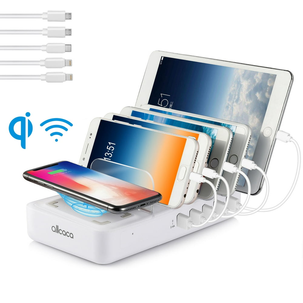 QI Wireless Charging Station Dock 5Port USB Charging Station Fast Charge Docking Station