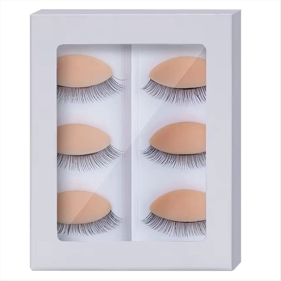 Replacement Eyelids for Eyelash Mannequin Head, Removable Eyelid with Eyelashes Extension Training Lash Mannequin Head B,1 set of Replacement Eyelids For Eyelash,Skin Color