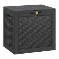 LHBcraft 35 Gallon Deck Box, Lockable Resin Outdoor Storage Box, Waterproof and UV Resistant Lightweight Storage Deck Box for Patio Cushions & Accessories,Black