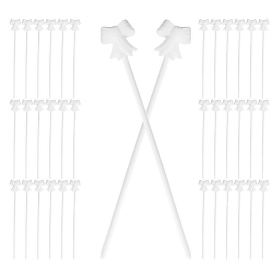 Raindrops 100pcs Bowknot Balloon Sticks for Party Decorations Plastic White Balloon Supports 100pcs