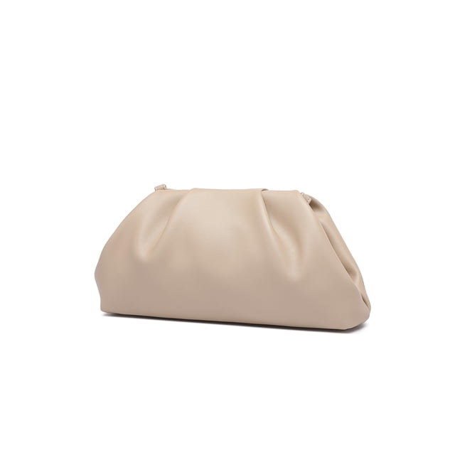 Monedero de mano YUWITA de piel sintética suave para mujer, color nude, con cadena