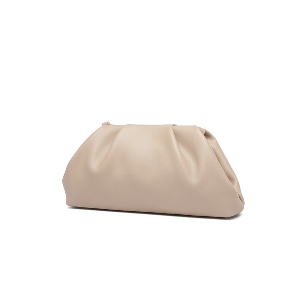 Monedero de mano YUWITA de piel sintética suave para mujer, color nude, con cadena