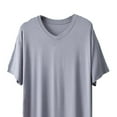 thumbnail image 4 of Yaoyar Mens Nightshirt Cotton Nightgown Crew Neck Short Sleeve PJ Soft Long Sleepwear Loose Pajamas Sleep Shirt Gray 2XL, 4 of 5