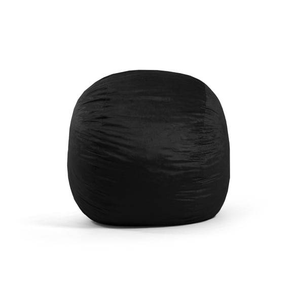 Big Joe Fuf 5Ft Oversized Foam Bean Bag Chair for Kids, Teens, Adults, Jet Black Plush, Soft Polyester, 5 foot Large Reading and Gaming Seat