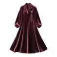 thumbnail image 6 of Jowdiw Velvet Dress for Women Plus Size Long Sleeve Cowl Neck Loose A Line Maxi, 6 of 6