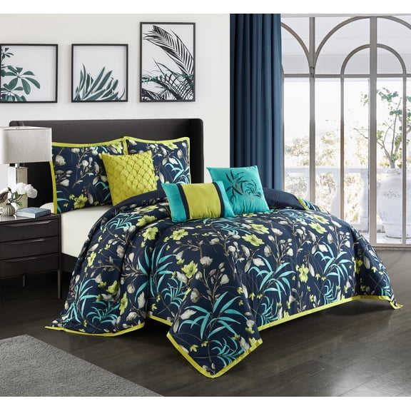 Nanshing Neon Garden 6-Piece Bedding Comforter Set, Queen
