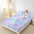 thumbnail image 4 of Manfei Girly Purple Watercolor Bed Sheets for Kids, Dreamy Galaxy Cloud King Sheets, Chic Artwork Sheet Set, Microfiber Bedroom Decor, 4-Piece, 4 of 7