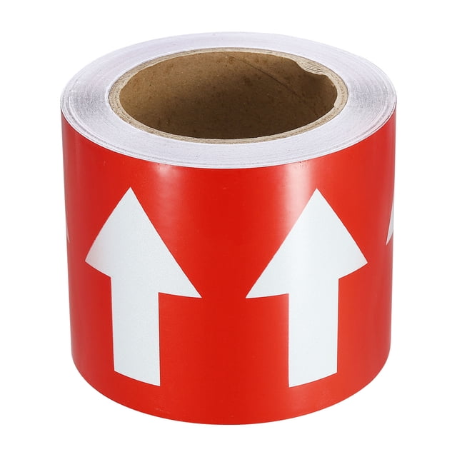 Unique Bargains Directional Flow Arrow Tape 4'x65', Adhesive Pipe Identification Marking Stickers, White on Red