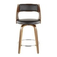 thumbnail image 7 of Cecina Mid-Century Modern Counter Stool With Swivel In Walnut And Brown Faux Leather - Set Of 2, 7 of 7