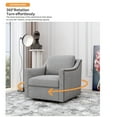 thumbnail image 3 of Swivel Armchair Soft Cotton Linen Fabric Nail Decor Brass Black Legs Versatile Living Room or Bedroom Chair 360° Rotation Comfortable Sitting Modern Design Style Home Decor, 3 of 11