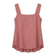 thumbnail image 6 of Qulqfy Boat Neck Women's Blouses Sleeveless Solid Cotton Linen Casual Loose Spring Summer Trendy Hollow Out Ladies Tops and Blouses Pink S, 6 of 9
