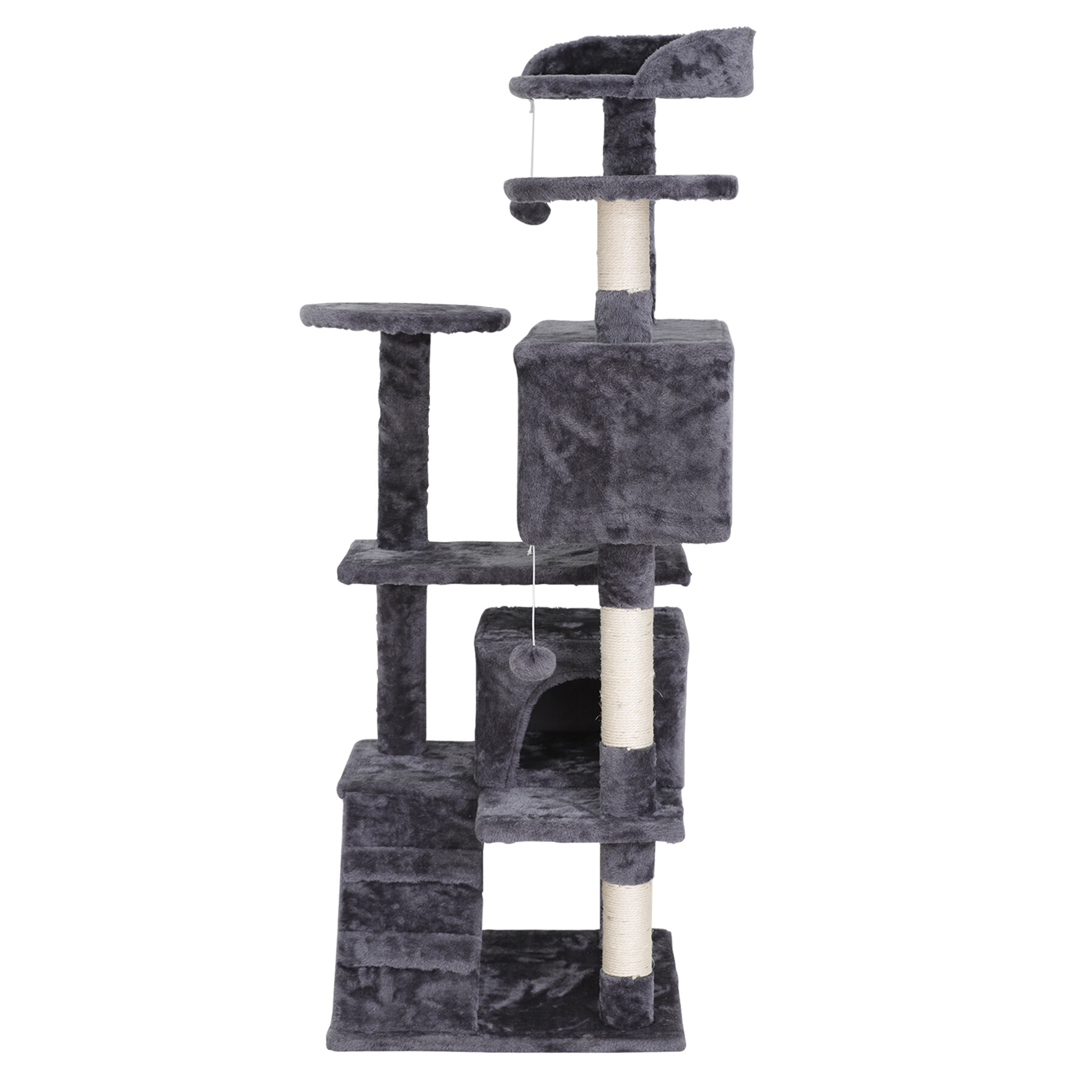 Zenstyle 53-in Cat Tree & Condo Scratching Post Tower, Dark Gray - image 8 of 14
