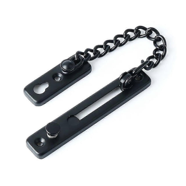 Cadena de seguridad para puerta, limitador de puerta estrecho, cerradura antirrobo con resorte y tornillos para puerta interior de casa, acabado en acero inoxidable negro mate.
