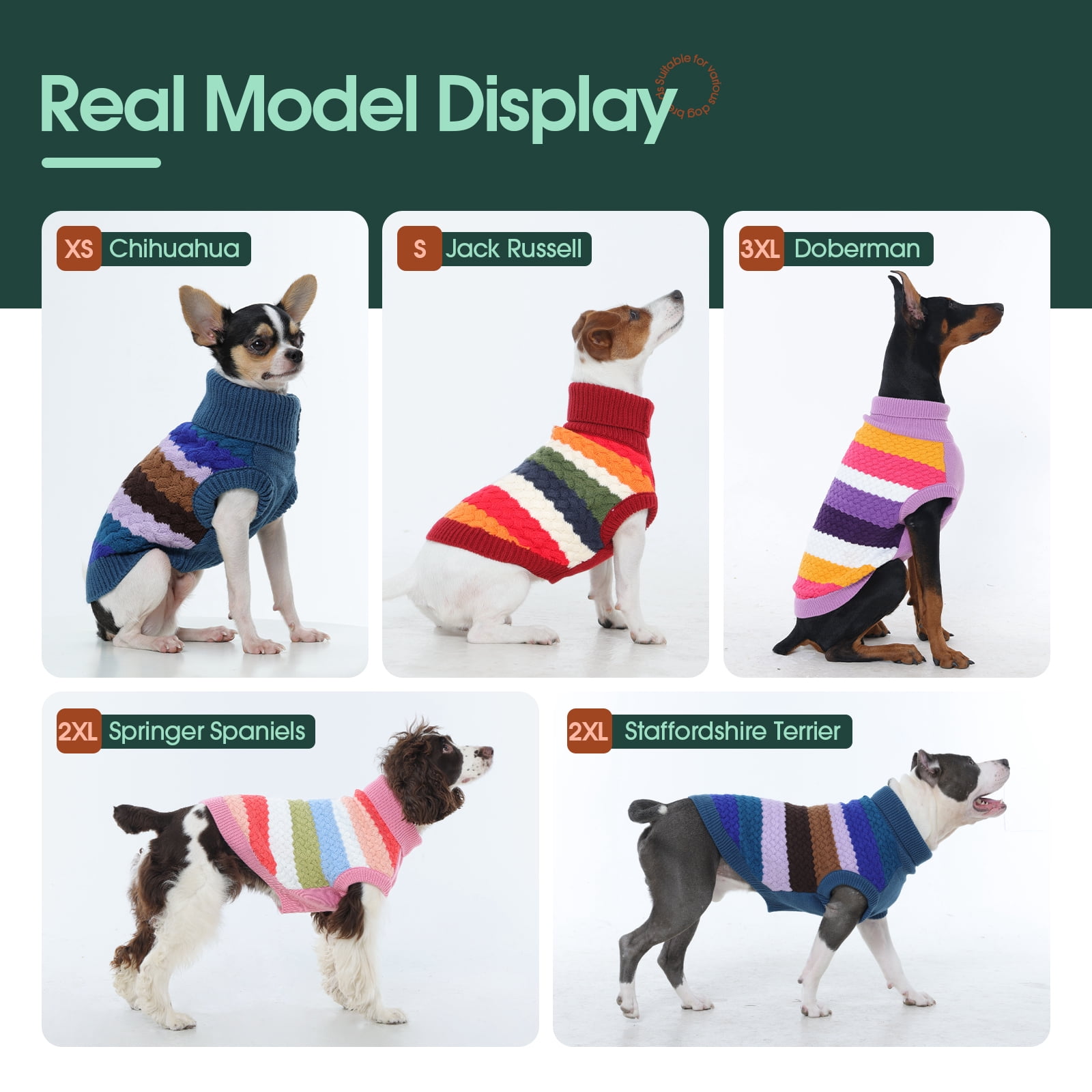 Kuoser Dog Sweater Warm Pet Knitwear Soft Winter Clothes for Dogs and Cats, Pink, M