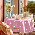 thumbnail image 6 of ZOPZO Waterproof Tablecloth for Dining Table, Magenta Pink, 60", Semi-Circle Print, Overlock Edge, 6 of 9