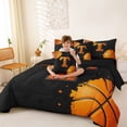 thumbnail image 3 of Castle Fairy Orange Basketball Initial T Full Size Bedding Sets 7 Pieces, Abstract Watercolor Splash Full Size Bed in a Bag, Black Orange,Black Reversible, 3 of 7