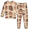 thumbnail image 2 of FORMRS Long Sleeve Top and Pants Pajama Set for Niños 2-Piece Sleepwear, Sizes 18M-8Y, Brown Cakes, 2 of 6