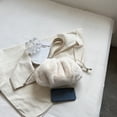 thumbnail image 2 of Bolsa De Cordón De Felpa Bolso Cordón Felpa Mujer Hombro Mullido Piel Sintética Señoras Ocio Blanco, 2 of 7