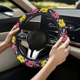 thumbnail image 2 of Uorisanigo Floral Print Steering Wheel Cover for Women Modern Car Steering Wheel Protector for SUV Vehicle Sedan Breathable Car Steering Wheel Cover for Winter Car Decor Gift for Holiday, 2 of 8