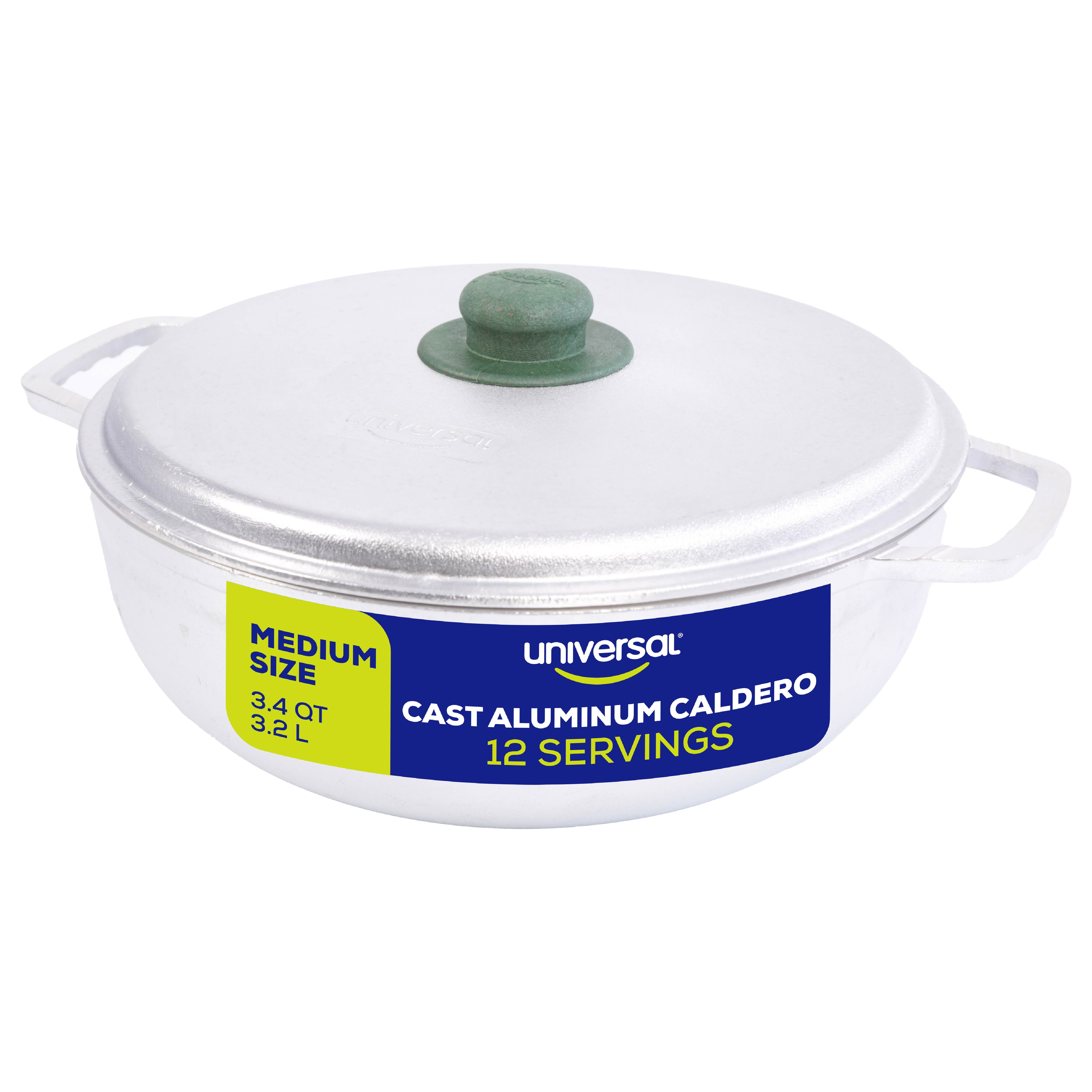 Cast Aluminum Caldero Rice Cooker 12 Cups - 3.4QT / 3.2 L Even Heat Distribution Deep Fryer for Fast Cooking and Easy Cleaning, Ergonomic Handles Large Soup Pot, for French Fries, Stews by Universal