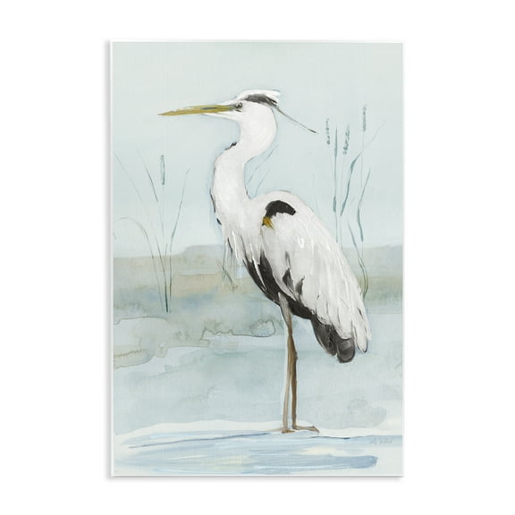 Stupell Industries Standing White Egret Animals Painting Unframed Art Print Wall Art, 10 x 15