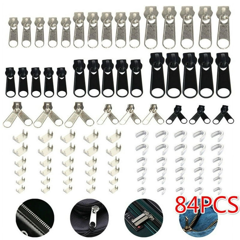 85pcs Zipper Repair Kit, EEEkit Zipper Replacement Kit with Sliders,  Stoppers, Install Plier 
