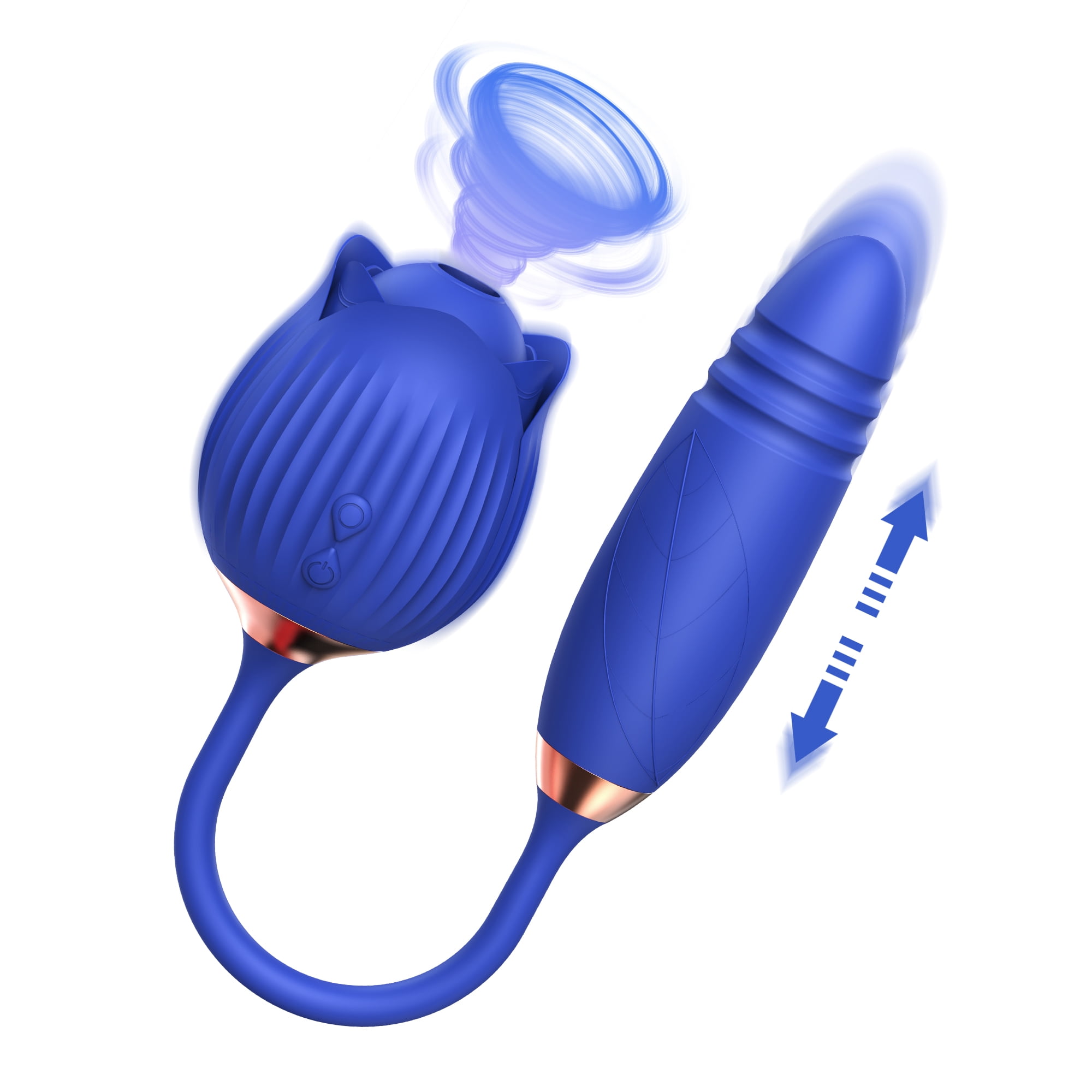 DARZU Rose Adult Sex Toys - Vibrator G Spot Stimulator with Thrusting Dildo for Woman Couples - Blue
