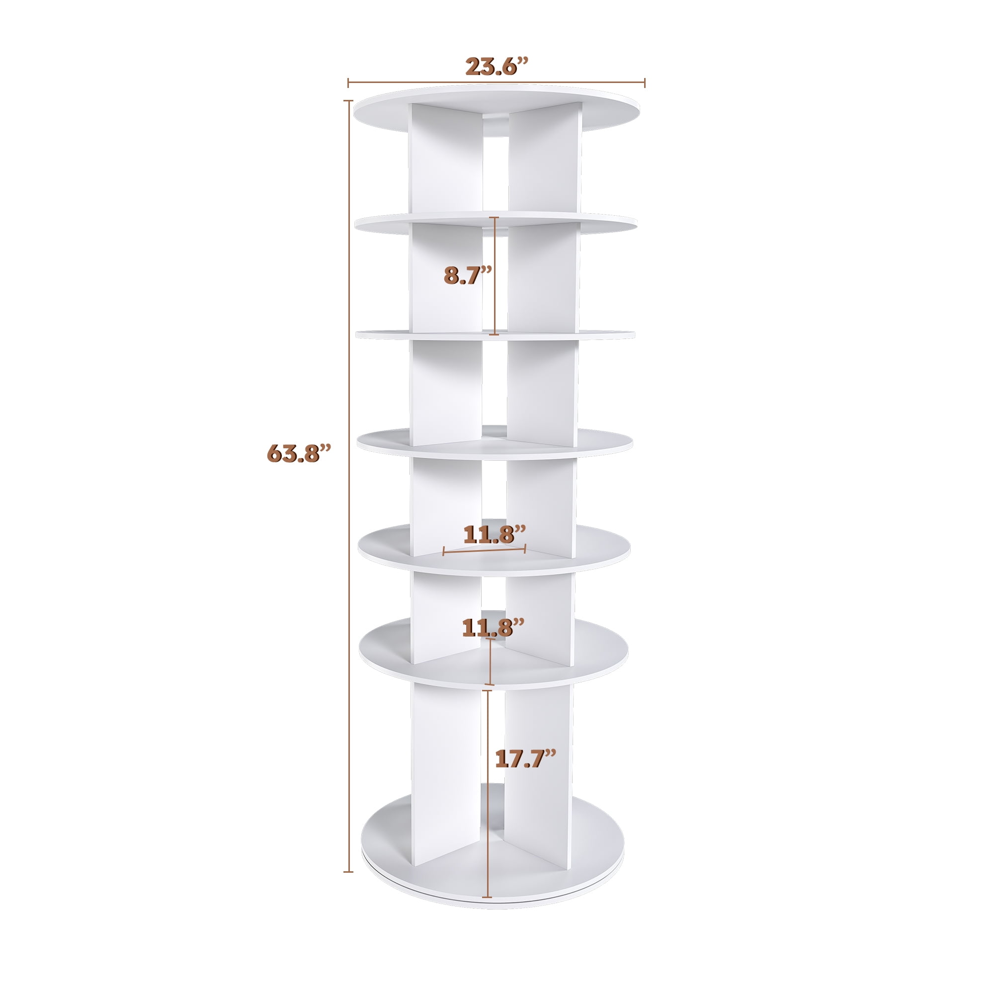 Miniyam 6-Tier Rotating Shoe Rack, Holds 24 Pairs, Space-Saving Design for Shoes & Accessories