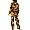 thumbnail image 2 of Renewold Women Thanksgiving Pajamas for Walking Jogger Cozy Fall Maple Leaves Sweatsuit Lightweight Crewneck Button Sleepwear Set 2 Pack Lounge Wear Athletic Clothing Size XL, 2 of 6