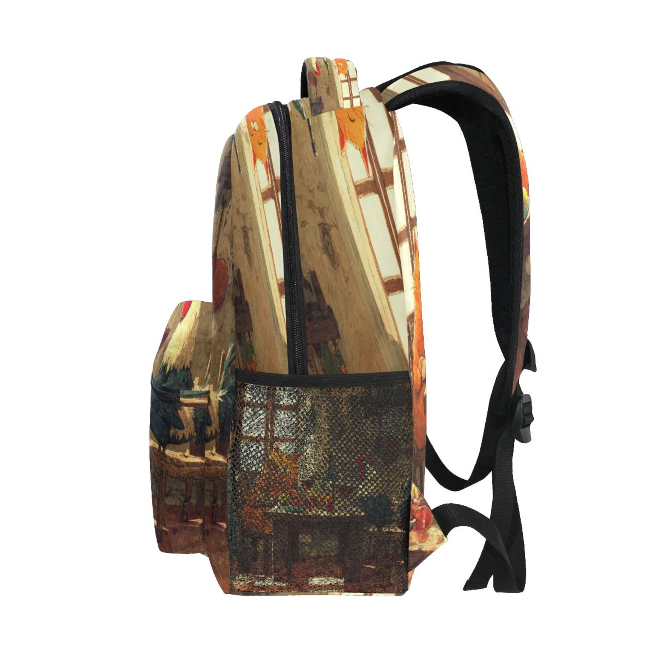 Backpack 16x11.4x6.9 Inches Fashion Backpack Shopping Travel Outing Backpack Cat Table Scene
