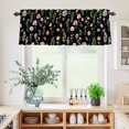 thumbnail image 5 of 3 Piece Kitchen Curtains and Valances Set Pink Spring Floral Cafe Curtains 36 Inch Length Flowers Botanical Elegant Pastoral Black Valance & Tier Curtain for Living Room Bedroom 54"x18"+27"x36"*2, 5 of 6