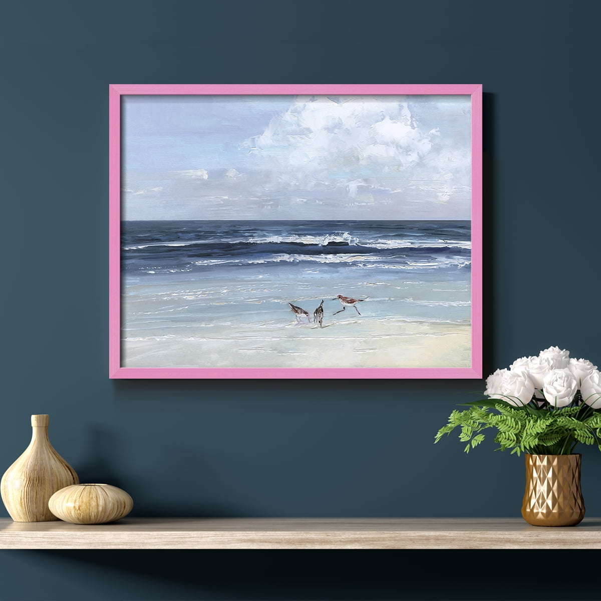 Beach Trio by Sally Swatland - Restickable Framed Giclée Print
