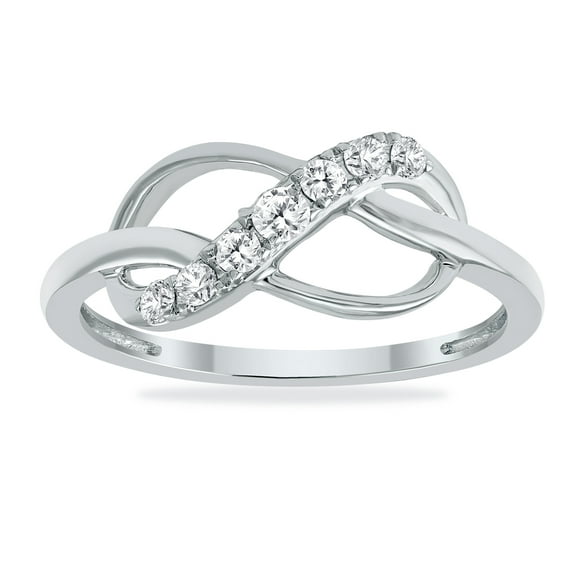 SZUL Women's 1/5 Carat TW Diamond Infinity Ring in 10K White Gold