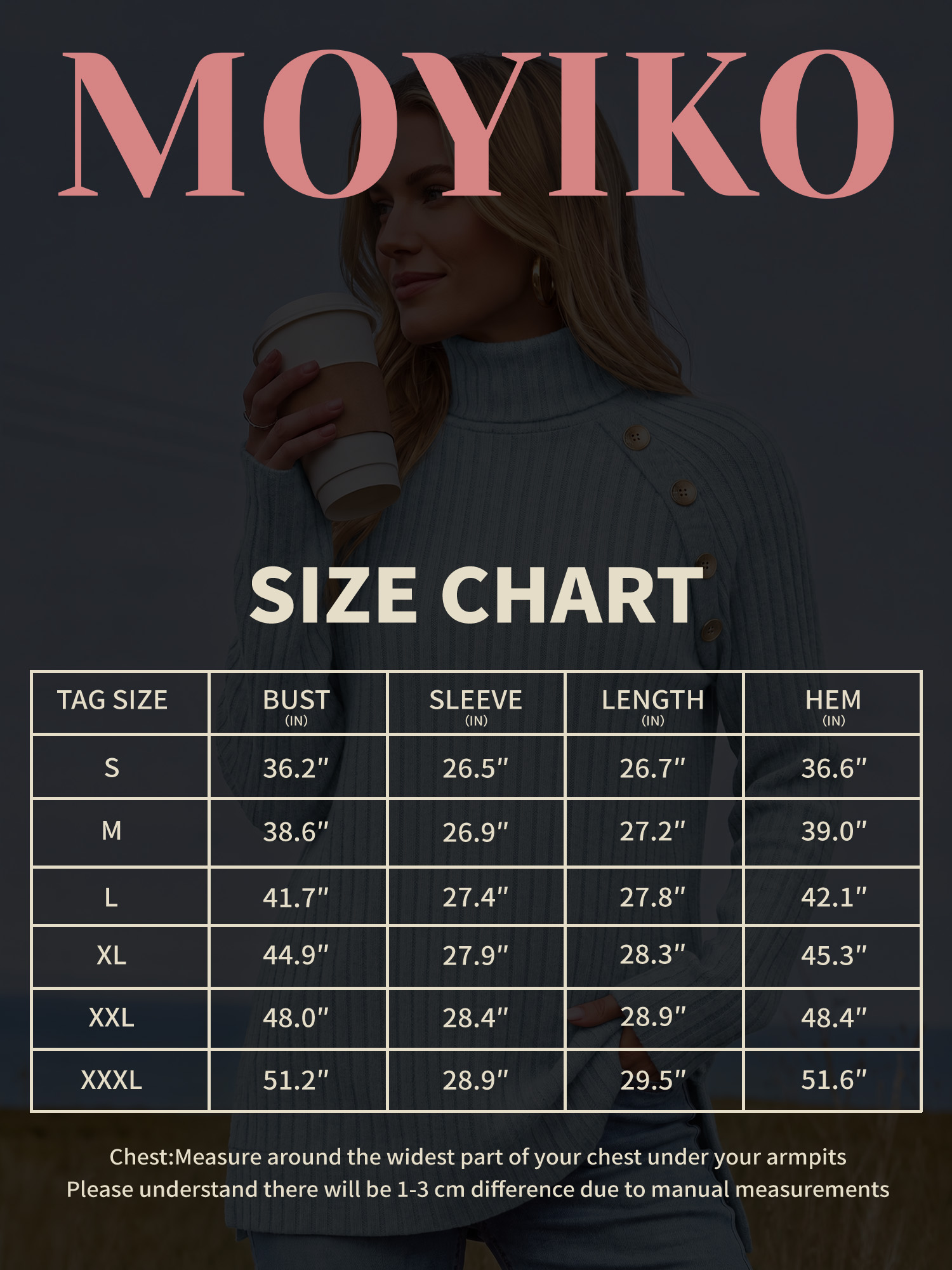 Moyiko Women's Turtleneck Long Sleeve Tunic Top photo 7