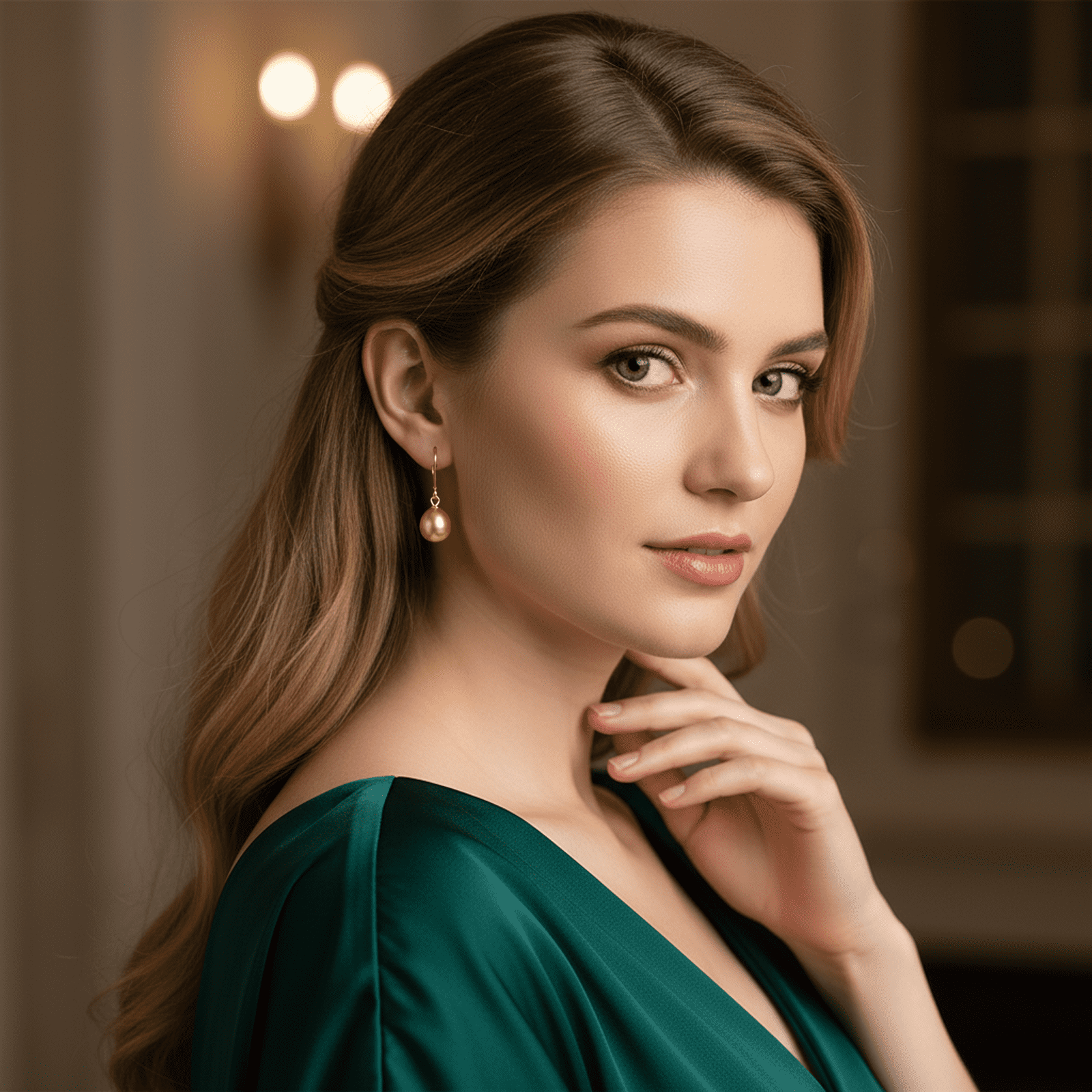 BAMIKI 8.5-9mm Gold Cultured Pearl Drop Earrings for Women, 925 Sterling Silver Leverback Dangle Earrings, Hypoallergenic Jewelry Gift