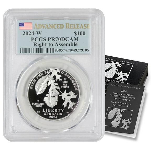 2024-W $100 Platinum Eagle PCGS PR70 Deep Cameo Advanced Release Flag Label with Original Government Packaging U.S. Mint Coin