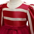 thumbnail image 7 of Girls Princess Dress Tulle Striped Long Sleeve Christmas Birthday Wedding Party Gown, 7 of 7