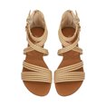 thumbnail image 2 of Xfvqtps Wedge Sandals for Women Back Zipper Crisscross Strappy Open Toe Side Cutout Buckle Decoration Dressy Beach Summer Roman Sandals Beige, 2 of 9