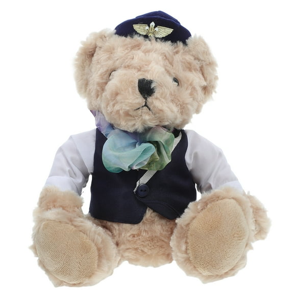 ColoMX Oso de peluche de azafata, ideal para fiestas y como regalo navideño. Divertido y adorable osito de peluche con lazo (estilo aleatorio).