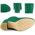thumbnail image 5 of BLISSFUL STEP Women's Boots Faux Suede Rounded Toe Block Heel Foldable Ankle Boots Emerald Green 8.5, 5 of 8