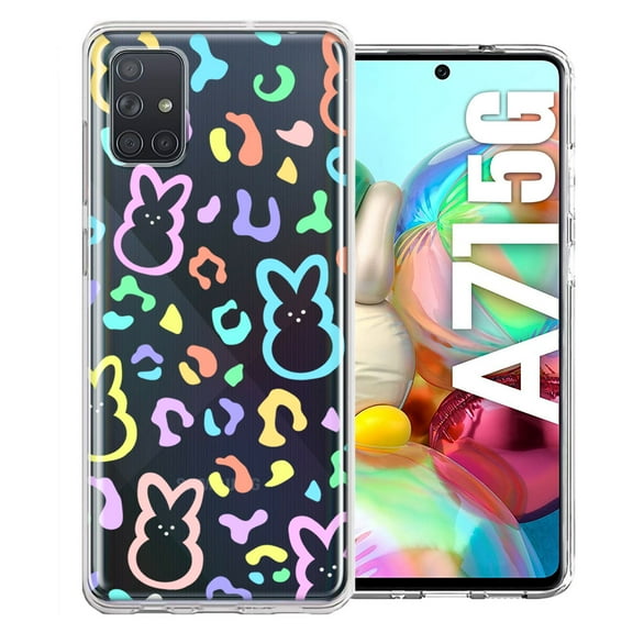 MUNDAZE for Samsung Galaxy A71 4G Leopard Easter Bunny Candy Colorful Rainbow Double Layer Phone Case Cover
