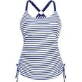 thumbnail image 3 of ZQUUVOU Women's Tankini Top Spaghetti Strap Print Roudn Neck Swim Tops (White,M), 3 of 3
