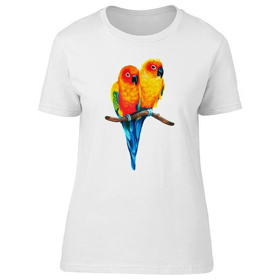 Sun Burst Parakeet Birds T-Shirt Women -Image by Shutterstock, Female Large